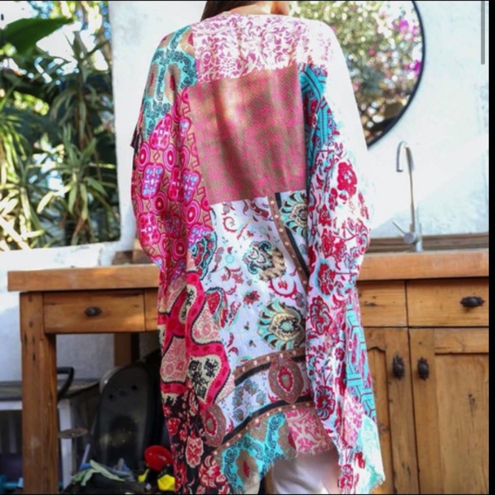 Boho Chic Kimono Wrap Robe Coverup O/S - Picture 3 of 10